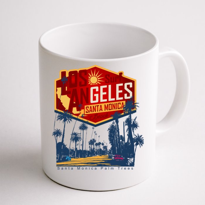 Santa Monica LA Los Angeles Retro Surf Beach Front & Back Coffee Mug