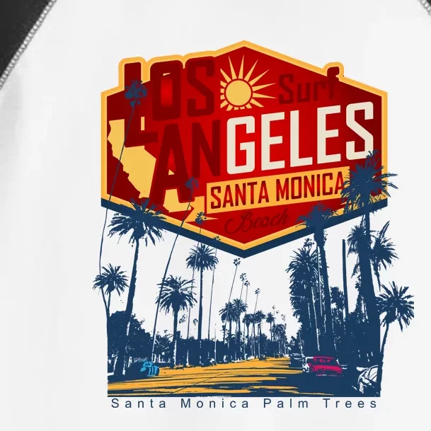 Santa Monica LA Los Angeles Retro Surf Beach Toddler Fine Jersey T-Shirt