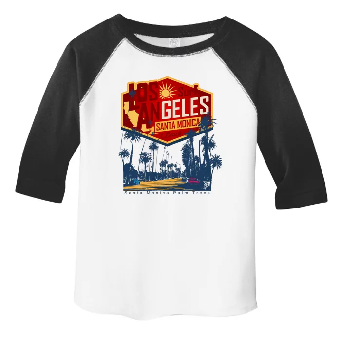 Santa Monica LA Los Angeles Retro Surf Beach Toddler Fine Jersey T-Shirt