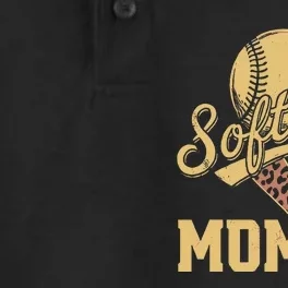 Softball Mommy Leopard Heart Softball Ball Dry Zone Grid Performance Polo