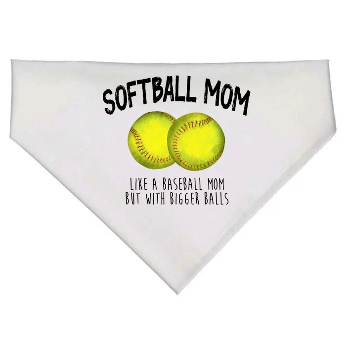 Softball Mom Like A Baseball Mom With Bigger Balls Funny USA-Made Doggie Bandana