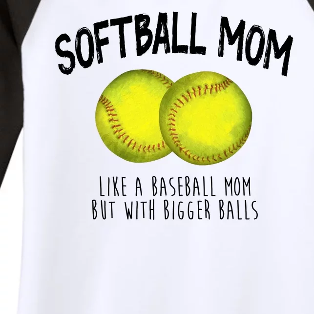 Softball Mom Like A Baseball Mom With Bigger Balls Funny Women's Tri-Blend 3/4-Sleeve Raglan Shirt