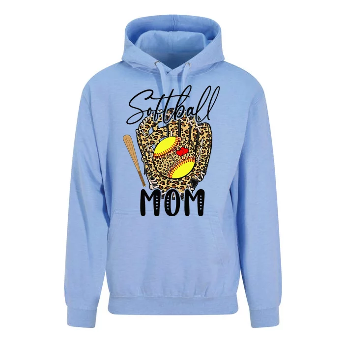 Softball Mom Leopard Game Day Softball Lover Mothers Day Unisex Surf Hoodie