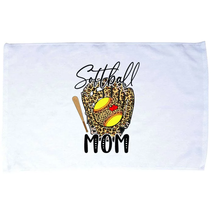 Softball Mom Leopard Game Day Softball Lover Mothers Day Microfiber Hand Towel