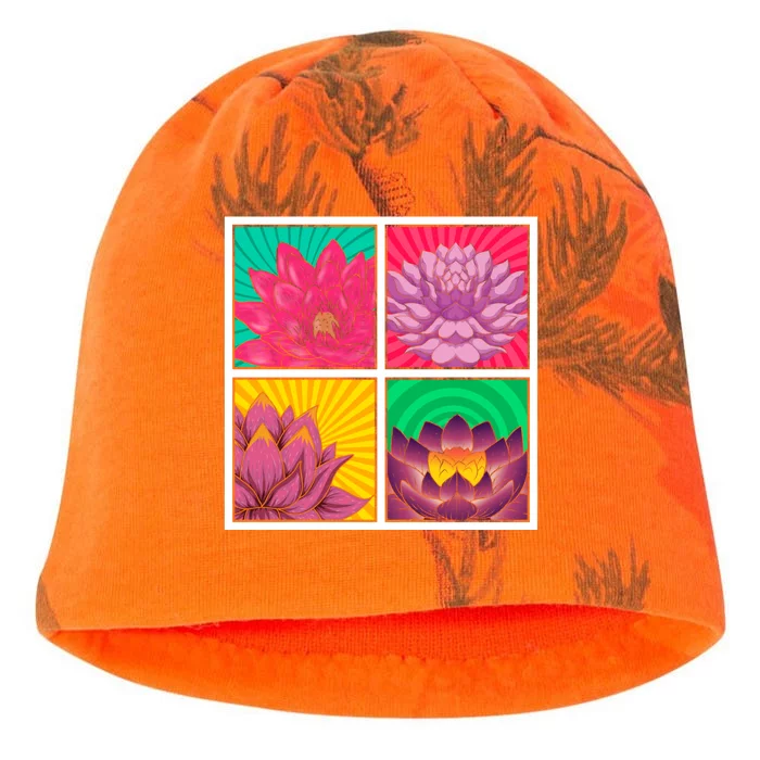 Spiritual Meditation Lotus Flower Blossom Yoga Pop Art Lotus Gift Kati - Camo Knit Beanie