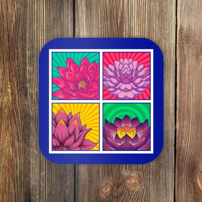 Spiritual Meditation Lotus Flower Blossom Yoga Pop Art Lotus Gift Coaster