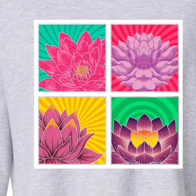 Spiritual Meditation Lotus Flower Blossom Yoga Pop Art Lotus Gift Cropped Pullover Crew