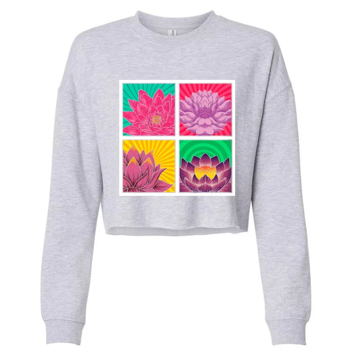 Spiritual Meditation Lotus Flower Blossom Yoga Pop Art Lotus Gift Cropped Pullover Crew