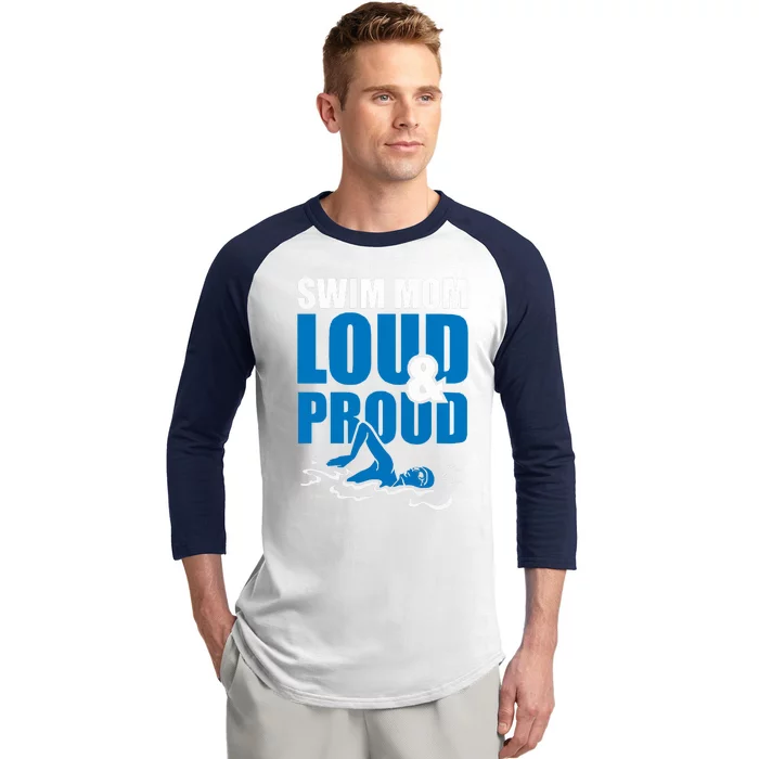 Swim Mom Loud And Proud Sports Athlete Athletic Baseball Sleeve Shirt