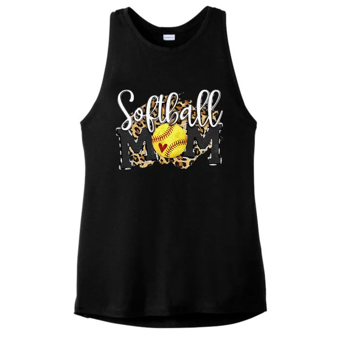 Softball Mom Leopard Funny Baseball Mom MotherS Day 2024 Ladies Tri-Blend Wicking Tank