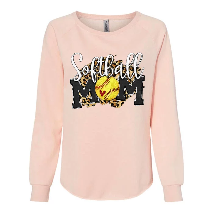 Softball Mom Leopard Funny Baseball Mom MotherS Day 2024 Womens California Wash Sweatshirt