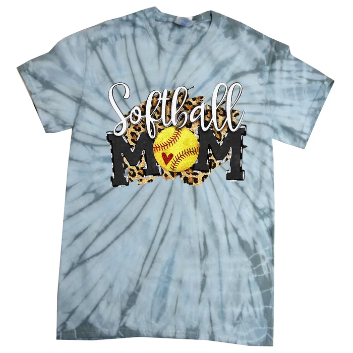 Softball Mom Leopard Funny Baseball Mom MotherS Day 2024 Tie-Dye T-Shirt