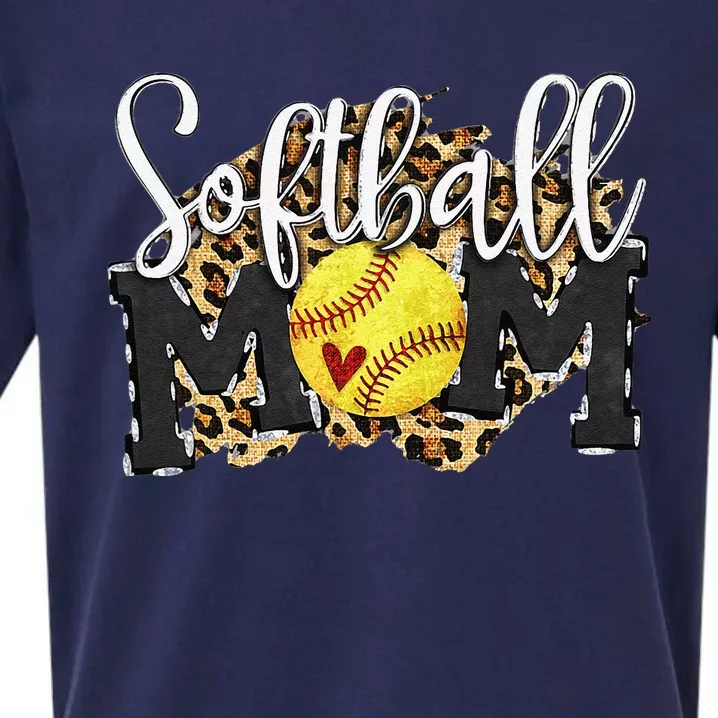 Softball Mom Leopard Funny Baseball Mom MotherS Day 2024 Sueded Cloud Jersey T-Shirt