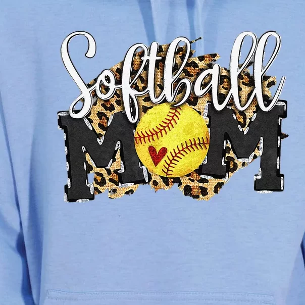 Softball Mom Leopard Funny Baseball Mom MotherS Day 2024 Unisex Surf Hoodie