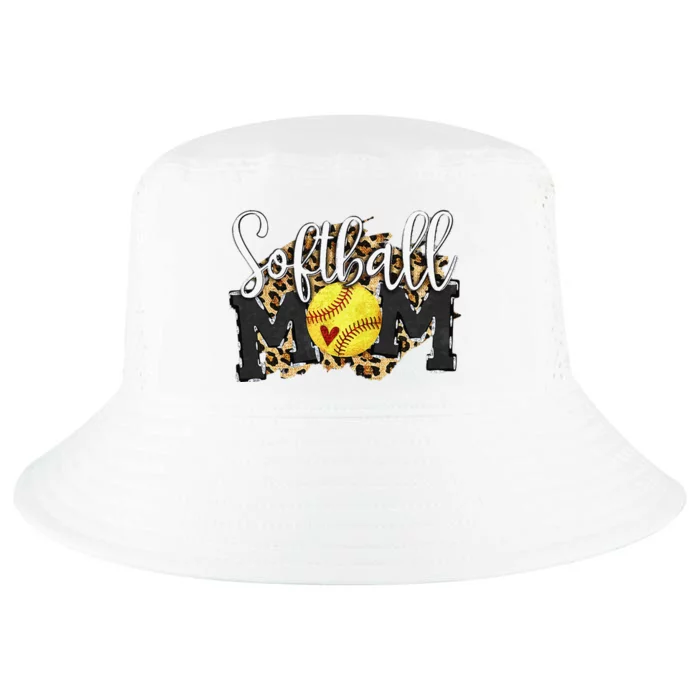 Softball Mom Leopard Funny Baseball Mom MotherS Day 2024 Cool Comfort Performance Bucket Hat