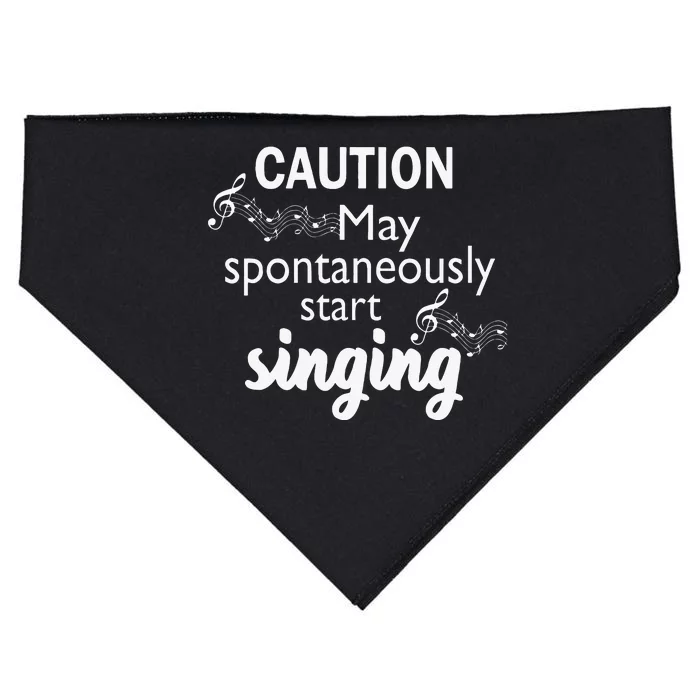 Singing Music Lover Gift Caution May Start Singing USA-Made Doggie Bandana