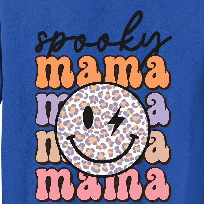 Spooky Mama Leopard Happy Smile Retro Halloween Mom Gift Tall Sweatshirt