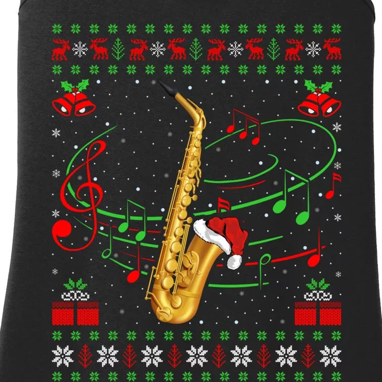 Saxophone Music Lover Xmas Gift Ugly Saxophone Christmas Ladies Essential Tank