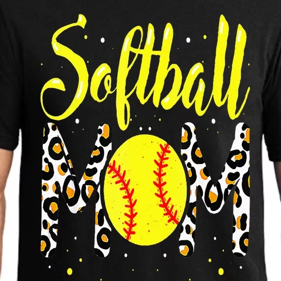 Softball Mom Leopard Funny Baseball Mom MotherS Day Pajama Set