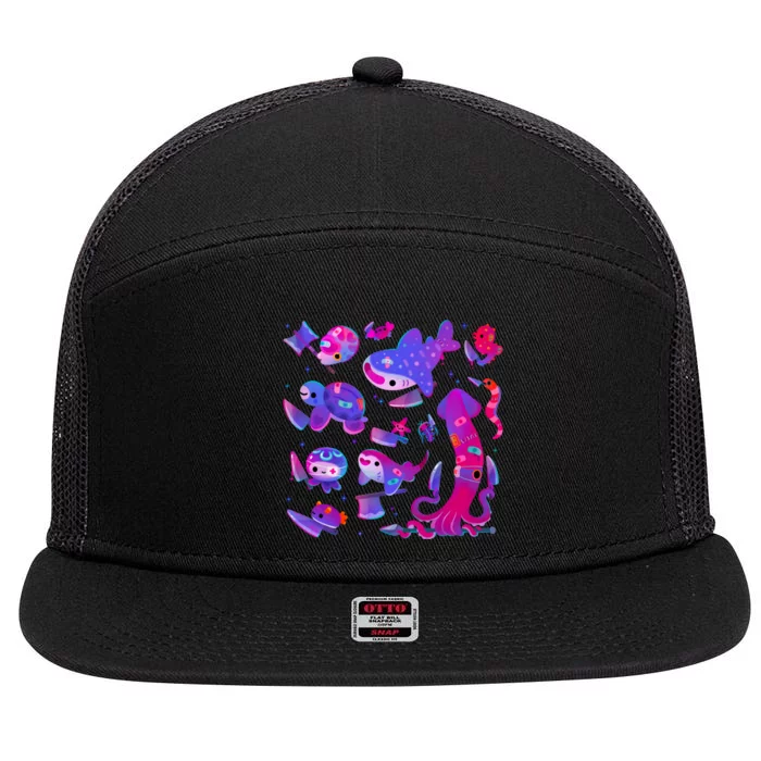 Stabby Marine Life 7 Panel Mesh Trucker Snapback Hat