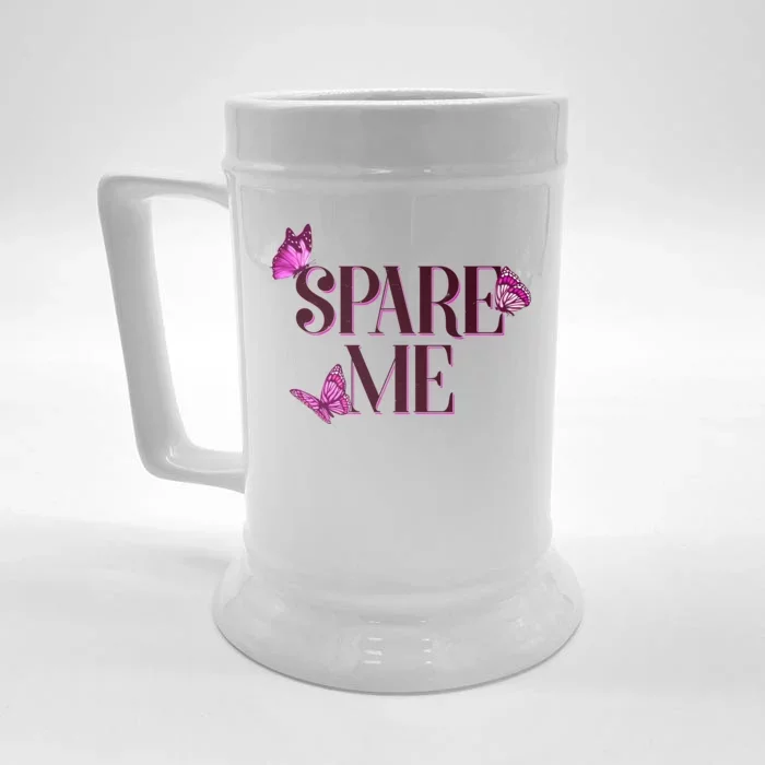 Spare Me Leah Reality Show Meme Butterflies Front & Back Beer Stein