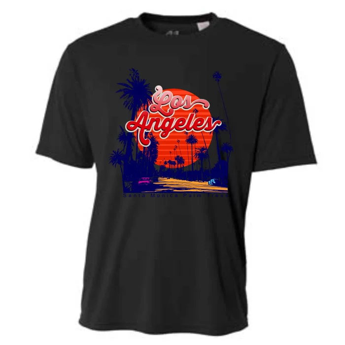 Santa Monica Los Angeles Palm Trees Scenic Cooling Performance Crew T-Shirt