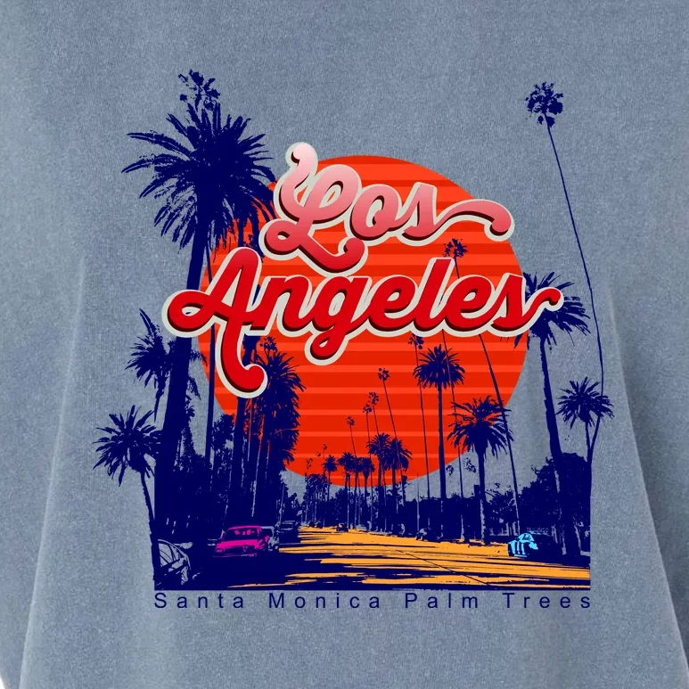 Santa Monica Los Angeles Palm Trees Scenic Garment-Dyed Women's Muscle Tee