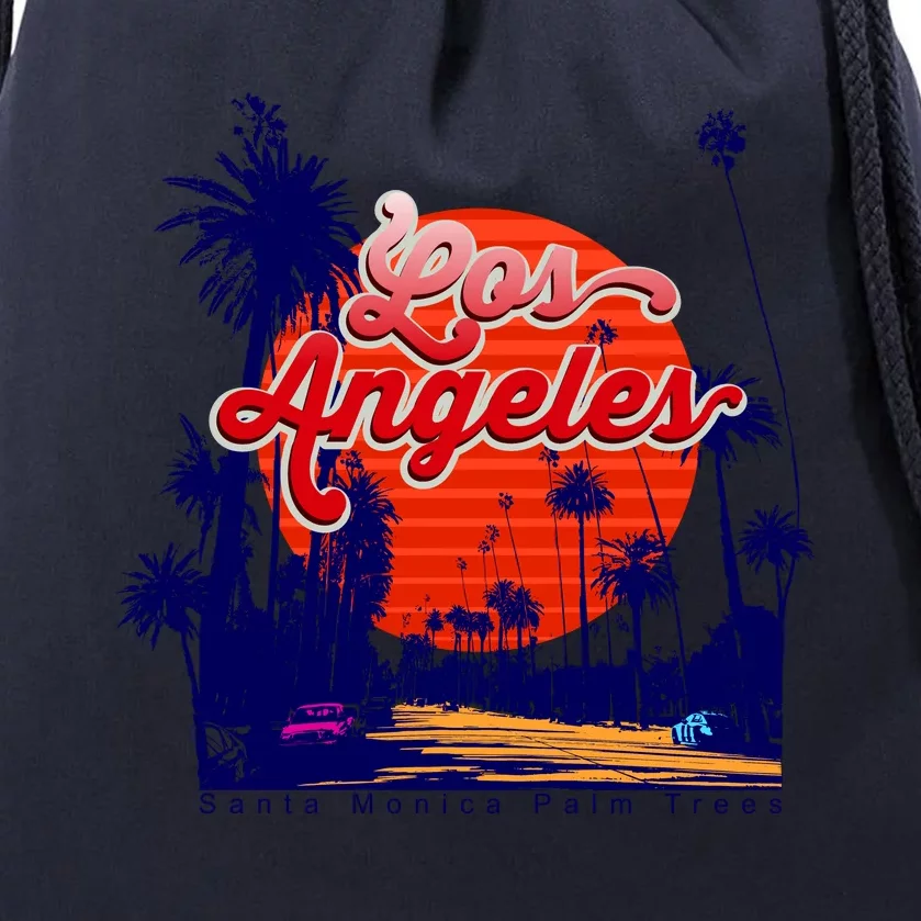 Santa Monica Los Angeles Palm Trees Scenic Drawstring Bag