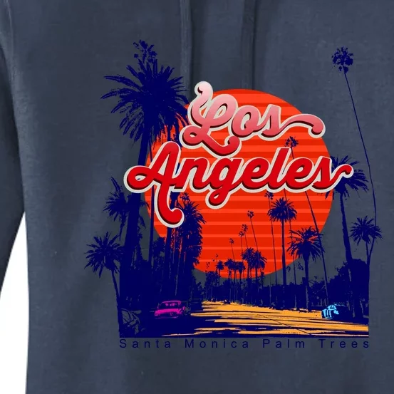 Santa Monica Los Angeles Palm Trees Scenic Women's Pullover Hoodie