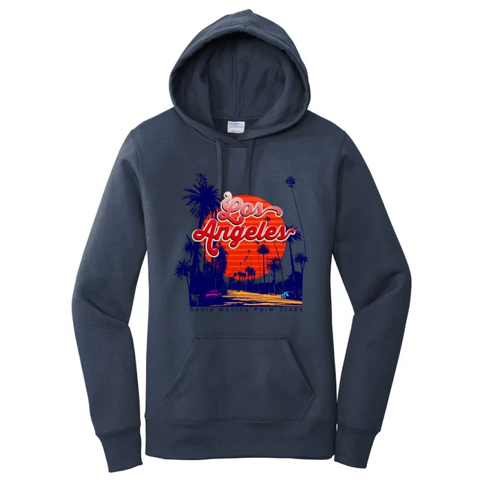 Santa Monica Los Angeles Palm Trees Scenic Women's Pullover Hoodie