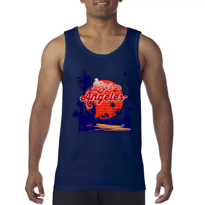 Santa Monica Los Angeles Palm Trees Scenic Tank Top