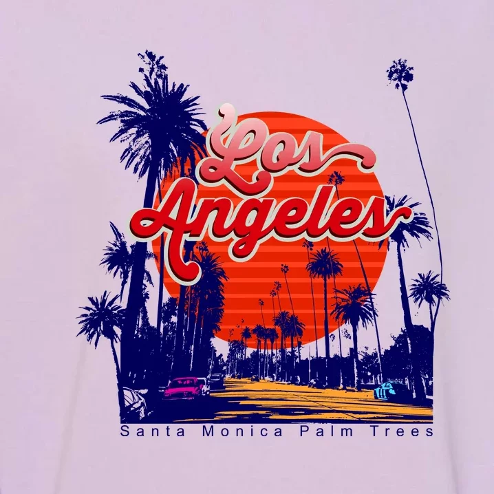 Santa Monica Los Angeles Palm Trees Scenic Garment-Dyed Sweatshirt