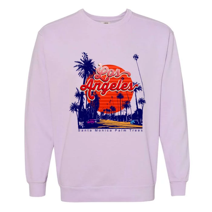 Santa Monica Los Angeles Palm Trees Scenic Garment-Dyed Sweatshirt