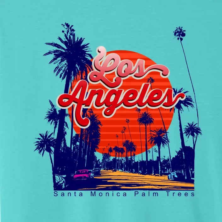 Santa Monica Los Angeles Palm Trees Scenic ChromaSoft Performance T-Shirt