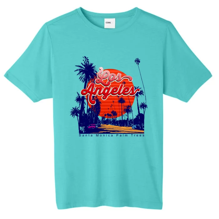 Santa Monica Los Angeles Palm Trees Scenic ChromaSoft Performance T-Shirt