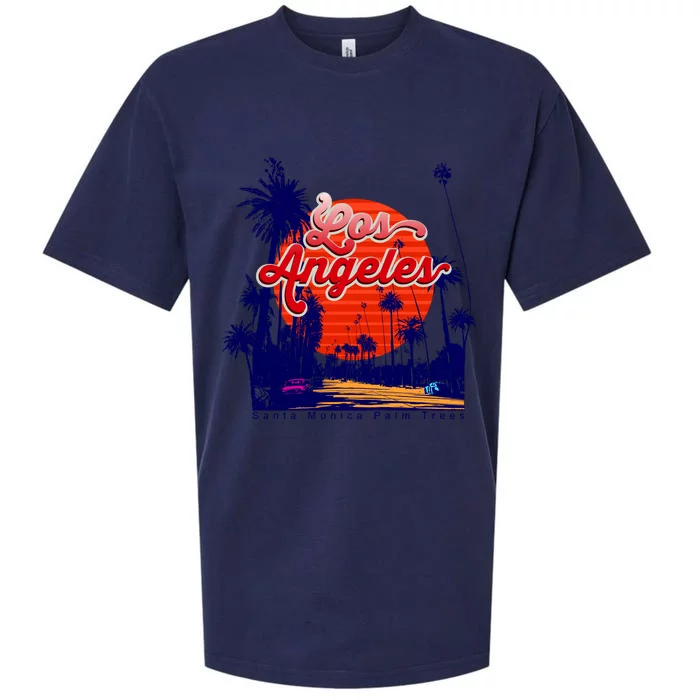 Santa Monica Los Angeles Palm Trees Scenic Sueded Cloud Jersey T-Shirt