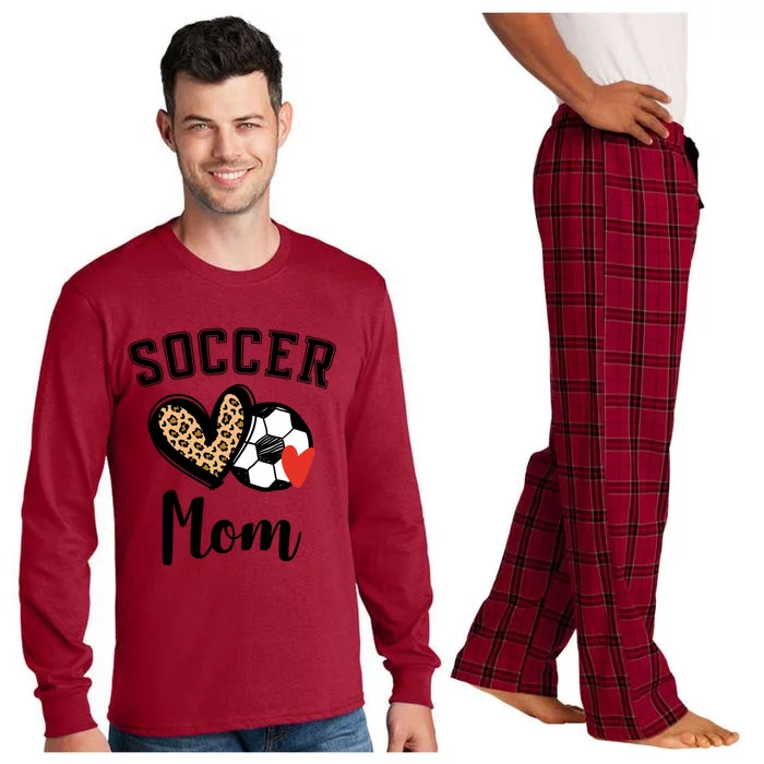 Soccer Mom Leopard Heart Gift Long Sleeve Pajama Set