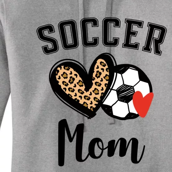 Soccer Mom Leopard Heart Gift Women's Pullover Hoodie