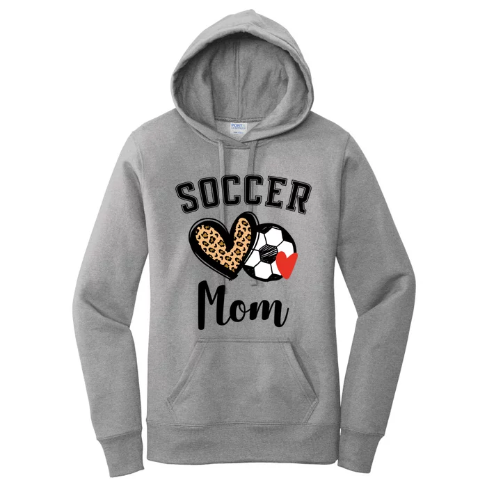 Soccer Mom Leopard Heart Gift Women's Pullover Hoodie