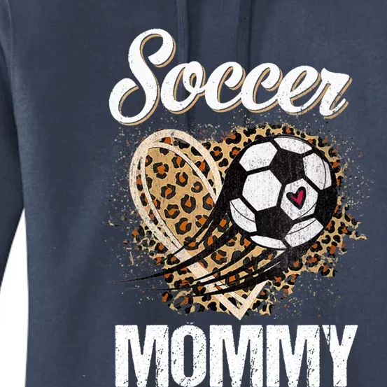 Soccer Mommy Leopard Heart Proud Mommy Mothers Day Gift Women's Pullover Hoodie