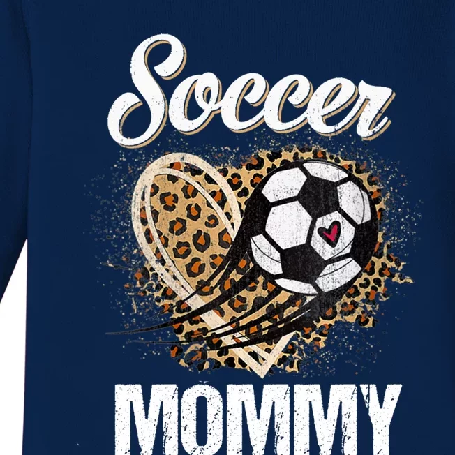 Soccer Mommy Leopard Heart Proud Mommy Mothers Day Gift Baby Long Sleeve Bodysuit