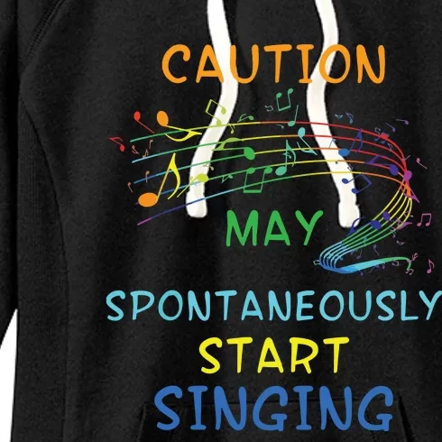 Singing Music Lover T Gift Caution May Start Singing Women's Fleece Hoodie