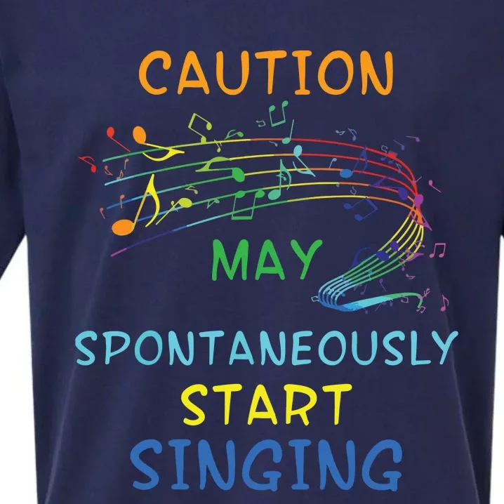 Singing Music Lover T Gift Caution May Start Singing Sueded Cloud Jersey T-Shirt