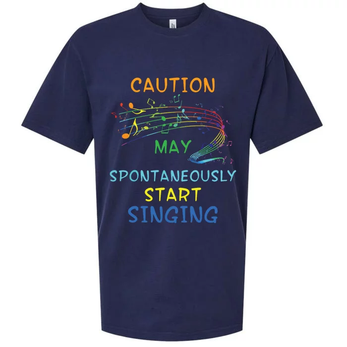 Singing Music Lover T Gift Caution May Start Singing Sueded Cloud Jersey T-Shirt