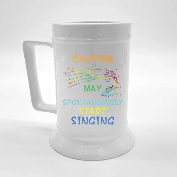 Singing Music Lover T Gift Caution May Start Singing Front & Back Beer Stein