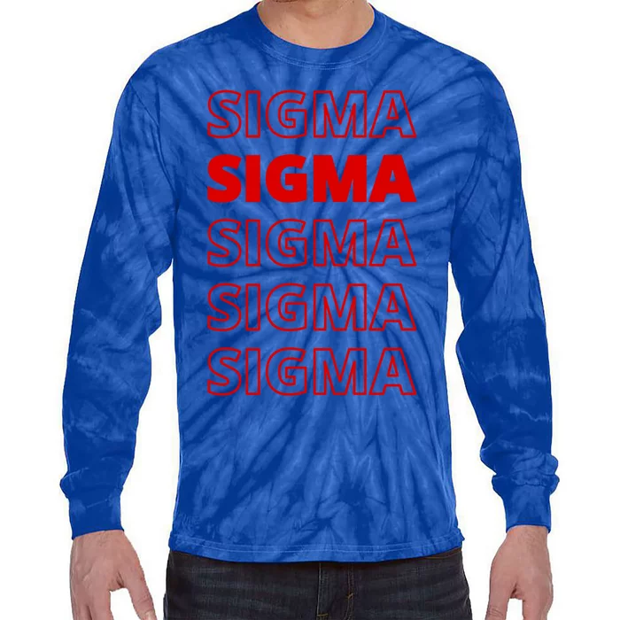 Sigma Male Modern Minimal Loner Wolf Sigma Grindset Meme Cute Gift Tie-Dye Long Sleeve Shirt