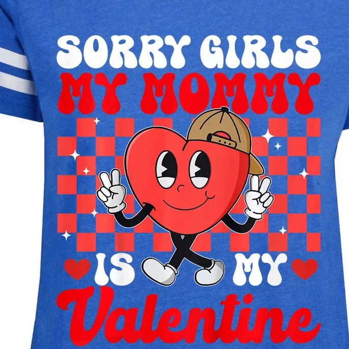 Sorry My Mommy Is My Valentines Day Groovy Enza Ladies Jersey Football T-Shirt