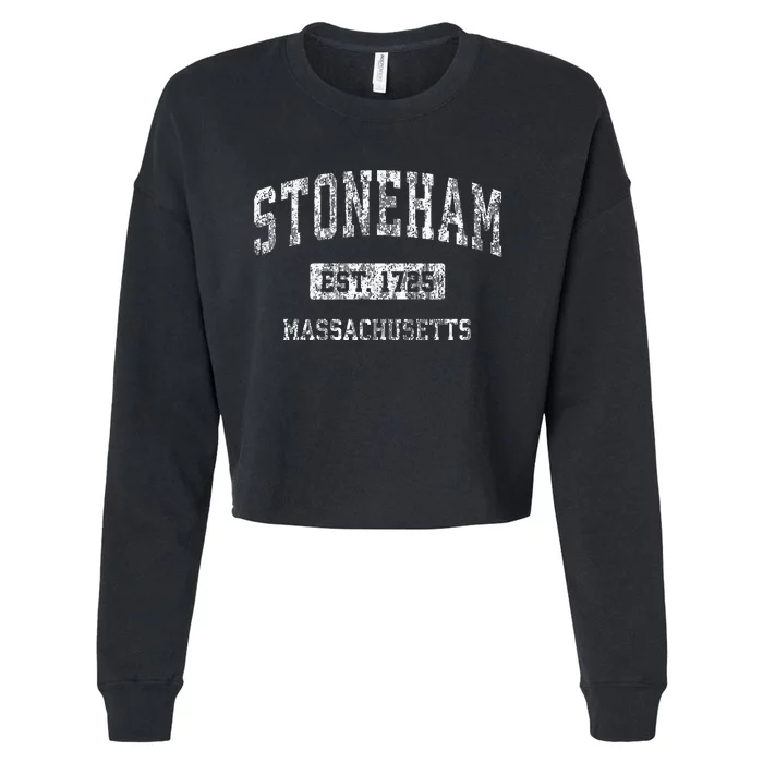 Stoneham Massachusetts Ma Vintage Sports Established Cropped Pullover Crew