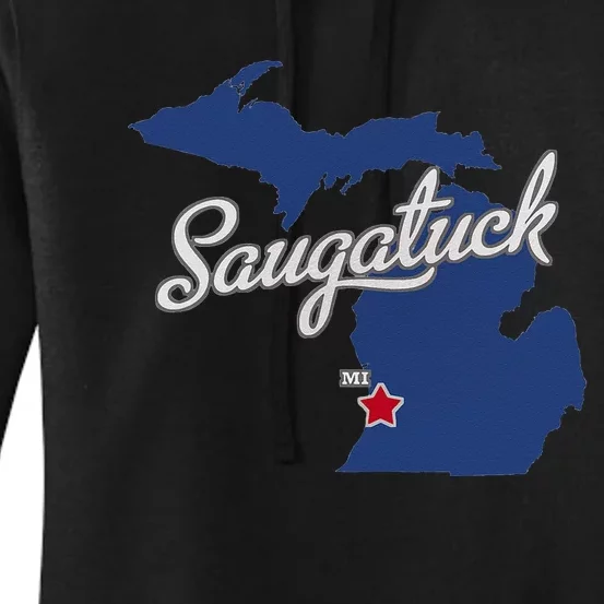 Saugatuck Michigan MI Map Women's Pullover Hoodie