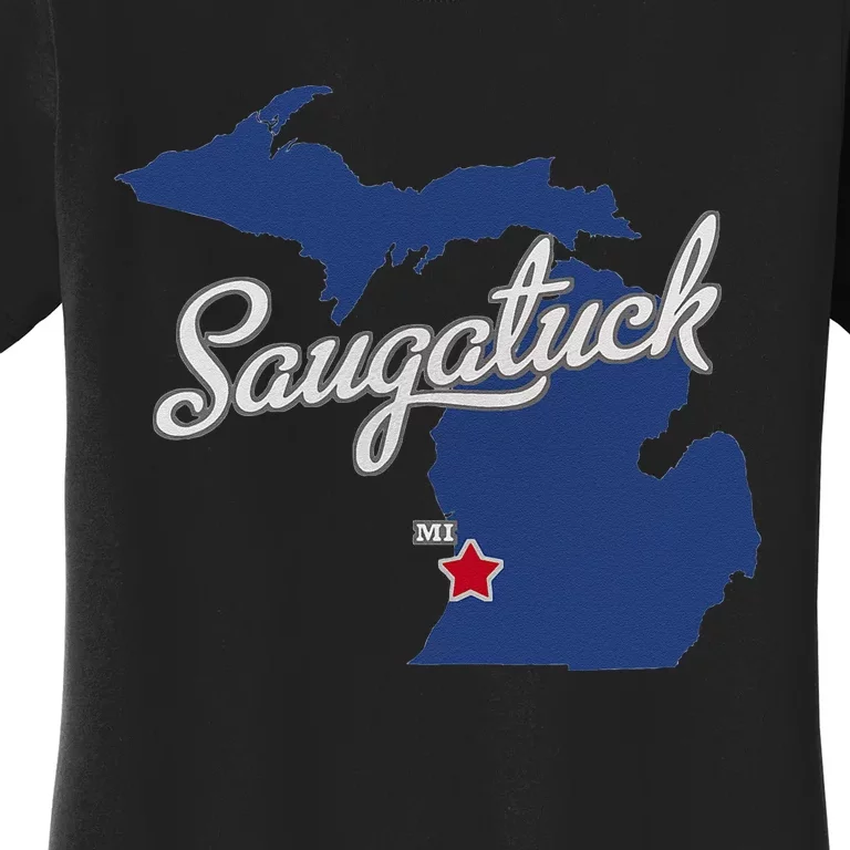 Saugatuck Michigan MI Map Women's T-Shirt